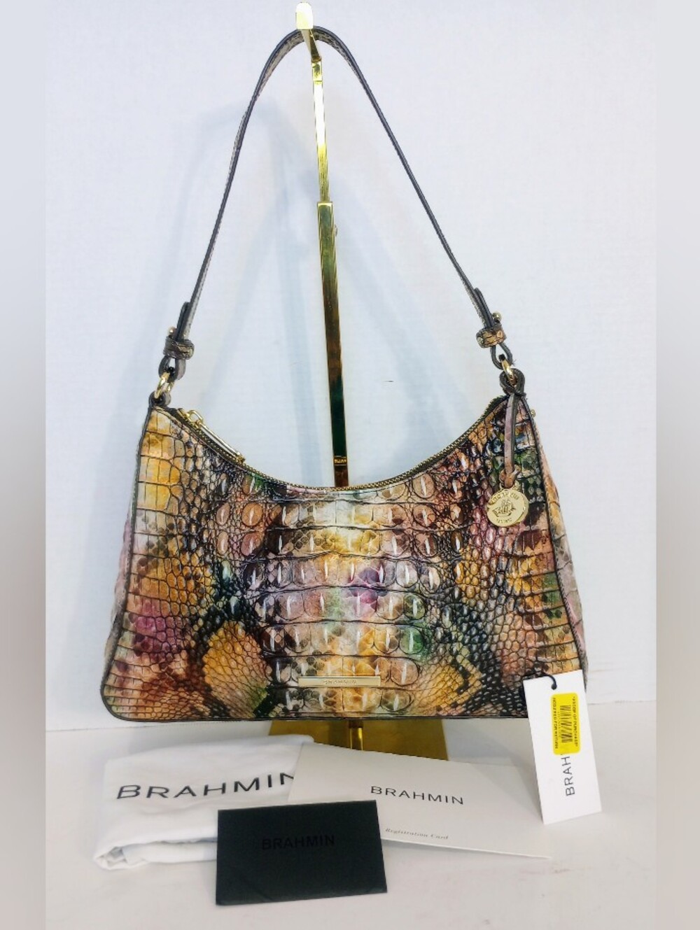 Brahmin Esme Shoulder Bag In Rattlesnake Melbourne, Crocodile Embossed Leather